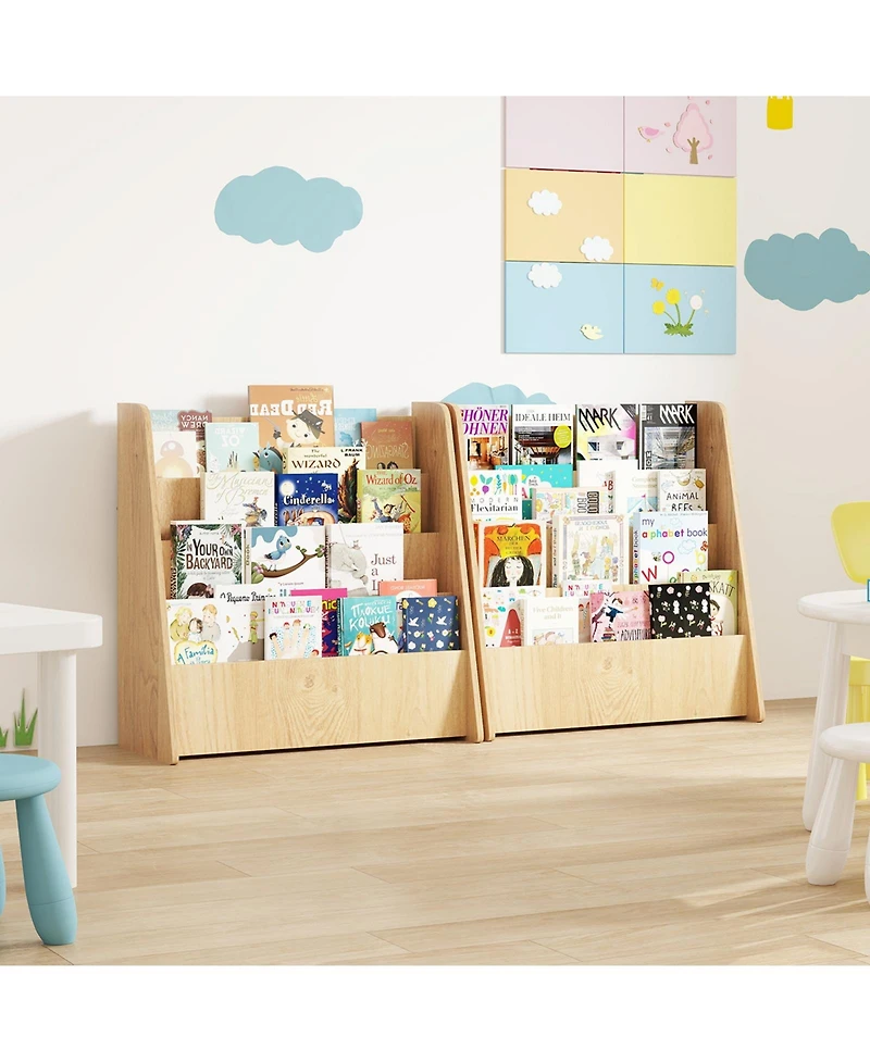 Slickblue Durable 4-Tier Bookshelf for Kids with Deep Storage Spaces