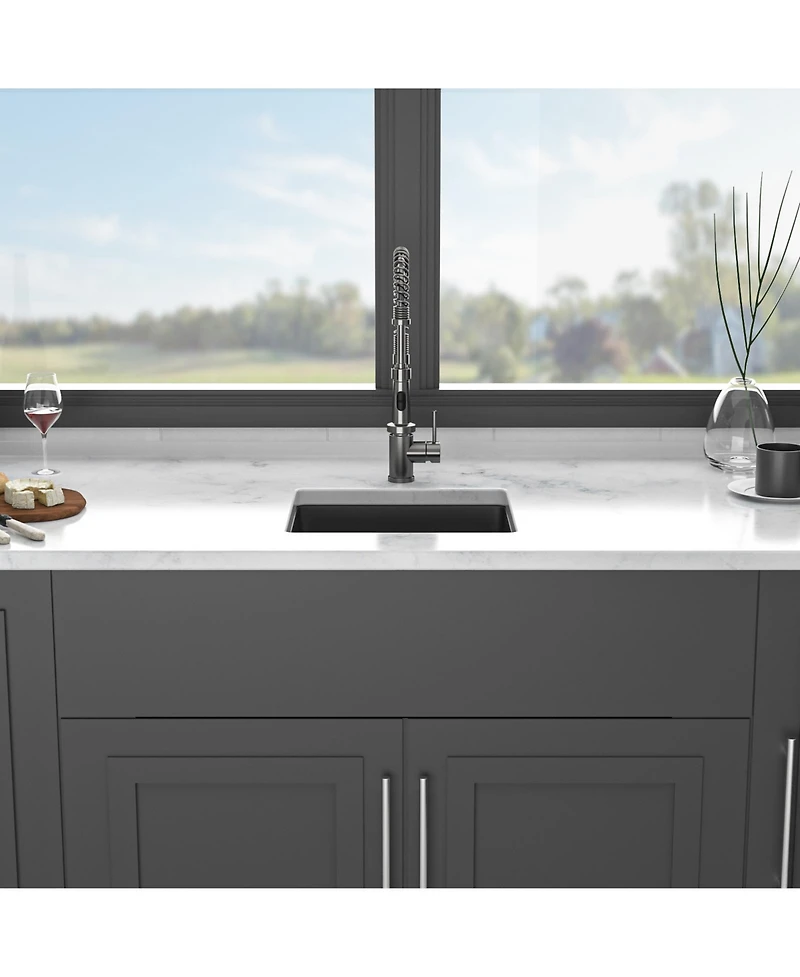 flynama 17.71x15.74x9 Inch Granite Composite Quartz Undermount Kitchen Sink