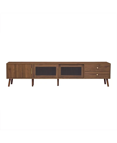sumyeg 76" Storage Cabinet Tv Stand with Glass-Door Media Console with Wood-Grain