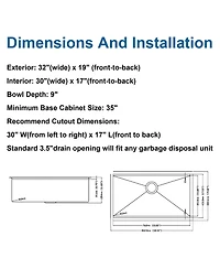 flynama 33x19inch Undermount Workstation Sink 10 Inch Deep Stainless Steel Single Bowl with Accessories