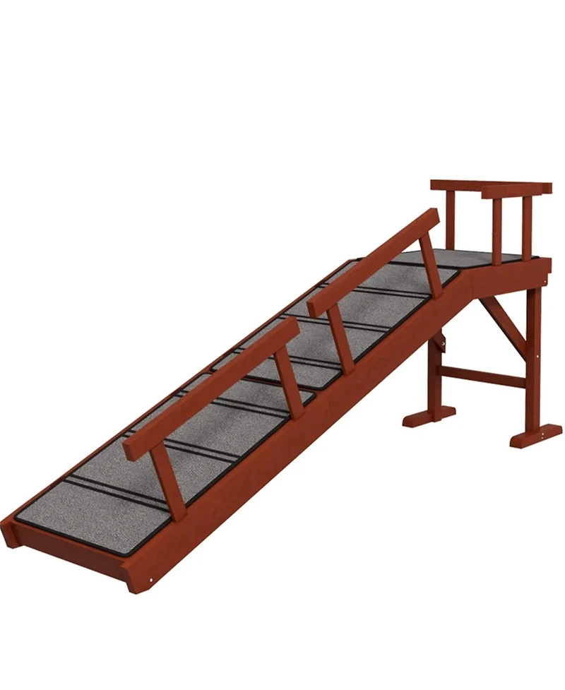 Aostirmotor Dog Ramp with Removable Guardrails in Brown and Gray