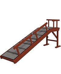 Aostirmotor Dog Ramp with Removable Guardrails in Brown and Gray