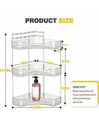 Yigii 3-Tier Corner Bathroom Organizer with Toothbrush & Makeup Brush Holders