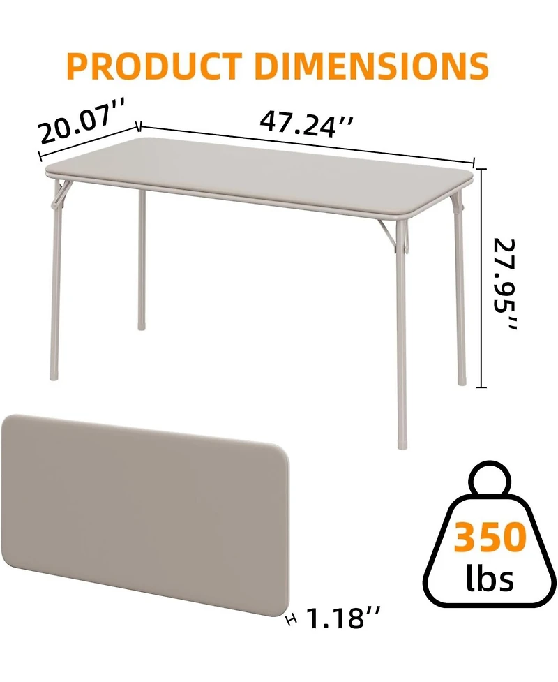gaomon Folding Table 4 Foot with Upholstered Pu Leather Tabletop, Heavy Duty Metal Legs, Collapsible Design & Shelf Bracket, No Assembly Required