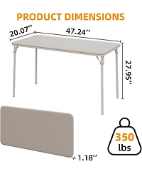gaomon Folding Table 4 Foot with Upholstered Pu Leather Tabletop, Heavy Duty Metal Legs, Collapsible Design & Shelf Bracket, No Assembly Required