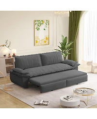 Maison Boucle Corduroy Queen Sleeper Sofa Bed with Pull-Out for Small Spaces