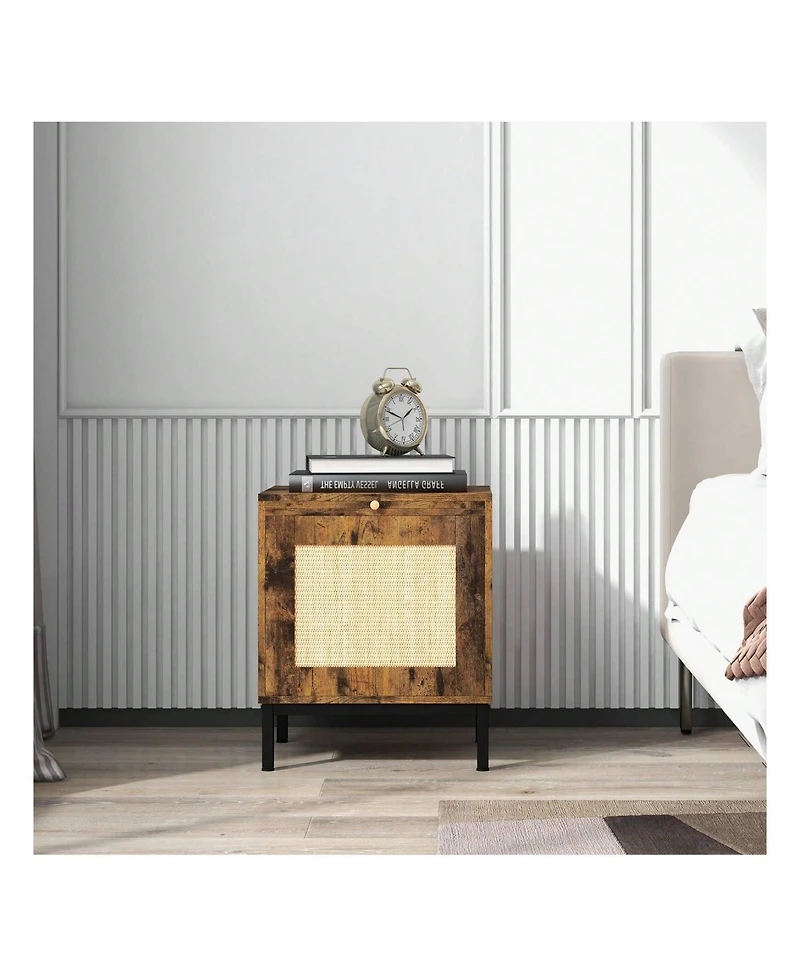 gaomon End Table Wood Nightstand With Storage Shelf
