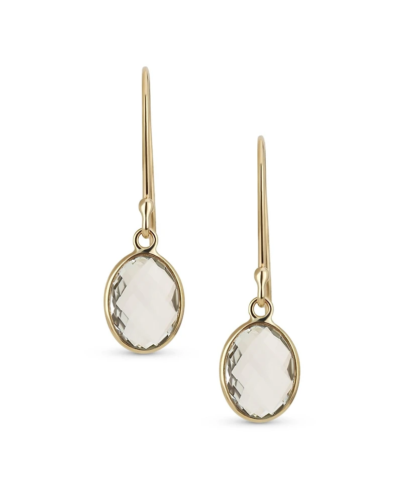 Bling Jewelry Classic 10K Gold Faceted Natural Stones Bezel Set Oval Drop Earrings