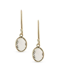 Bling Jewelry Classic 10K Gold Faceted Natural Stones Bezel Set Oval Drop Earrings