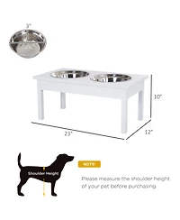Aostirmotor 23 in. Wide Dog Bowls Elevated Feeding Station in White