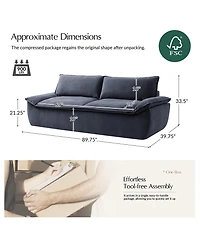 Hulala Home Enrique Modern 90"W Oversized Compressed High-density Foam Sofa and No Assembly Needed
