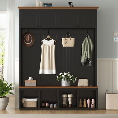 Boyel Living Hall Tree with 6 Hooks and Storage Bench for Entryway Hallway