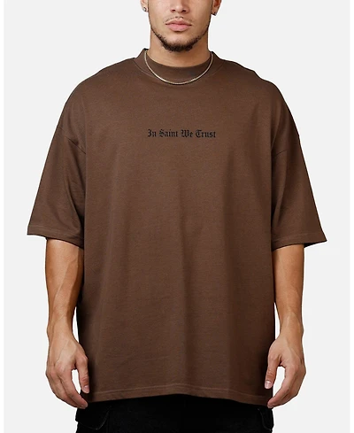 Saint Morta Men's Virtues Mock Neck T-Shirt Brown