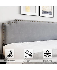 Gaomon Easy Assembly King Size Bed Frame- Velvet Upholstered Platform Bed Space Saving, for Living Room