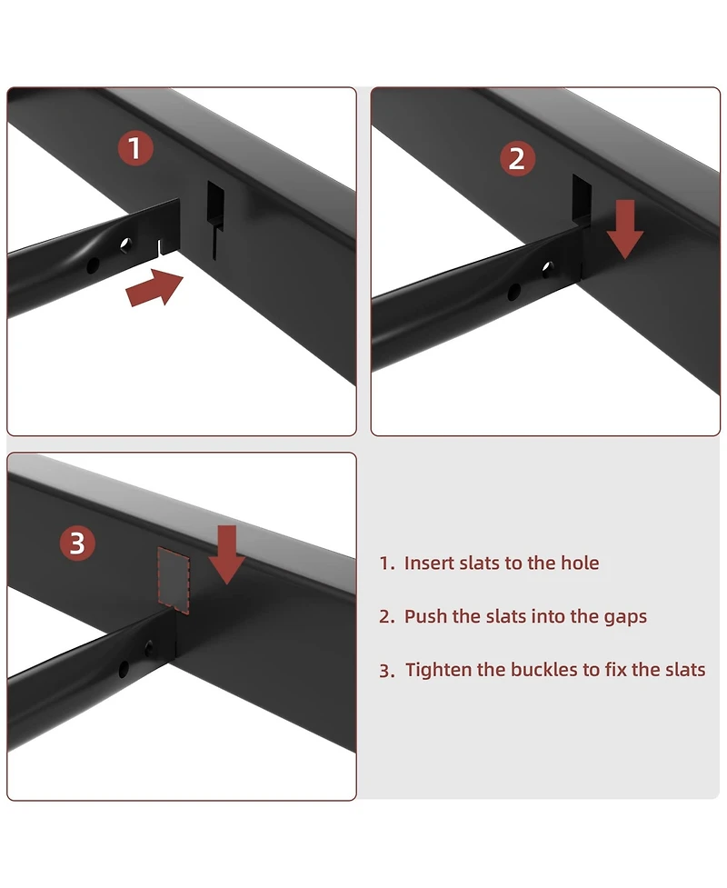 gaomon Size Bed Frame, Faux Leather Platform Bed Frame with Upholstered Square Stitched Headboard