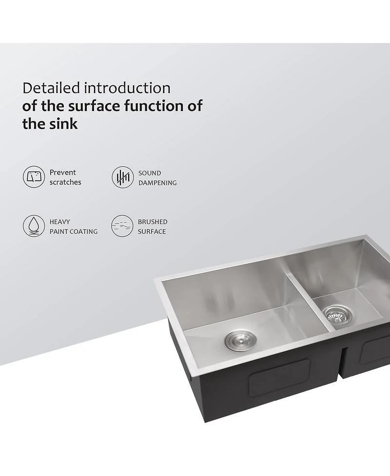 flynama 28x19x10 Inch Double Bowl 6040 Undermount Kitchen Sink 16 Gauge T304 Stainless Steel With Two 10 Inch Deep Basin