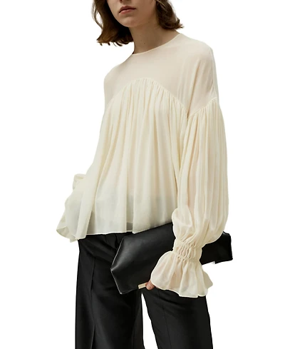 Lilysilk Women's Sheer-Shoulder Ruffle