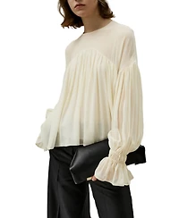 Lilysilk Women's Sheer-Shoulder Ruffle