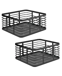 Metal Pantry Basket with Handles - Set of 2 - Matte Black