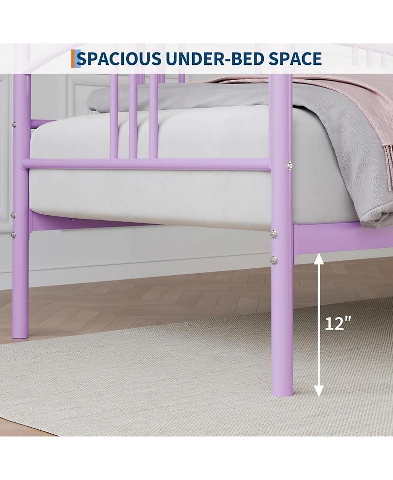 gaomon Daybed, Sturdy Metal Day Bed with Steel Slat Support, Arched Headboard Sofa Bed for Living Room