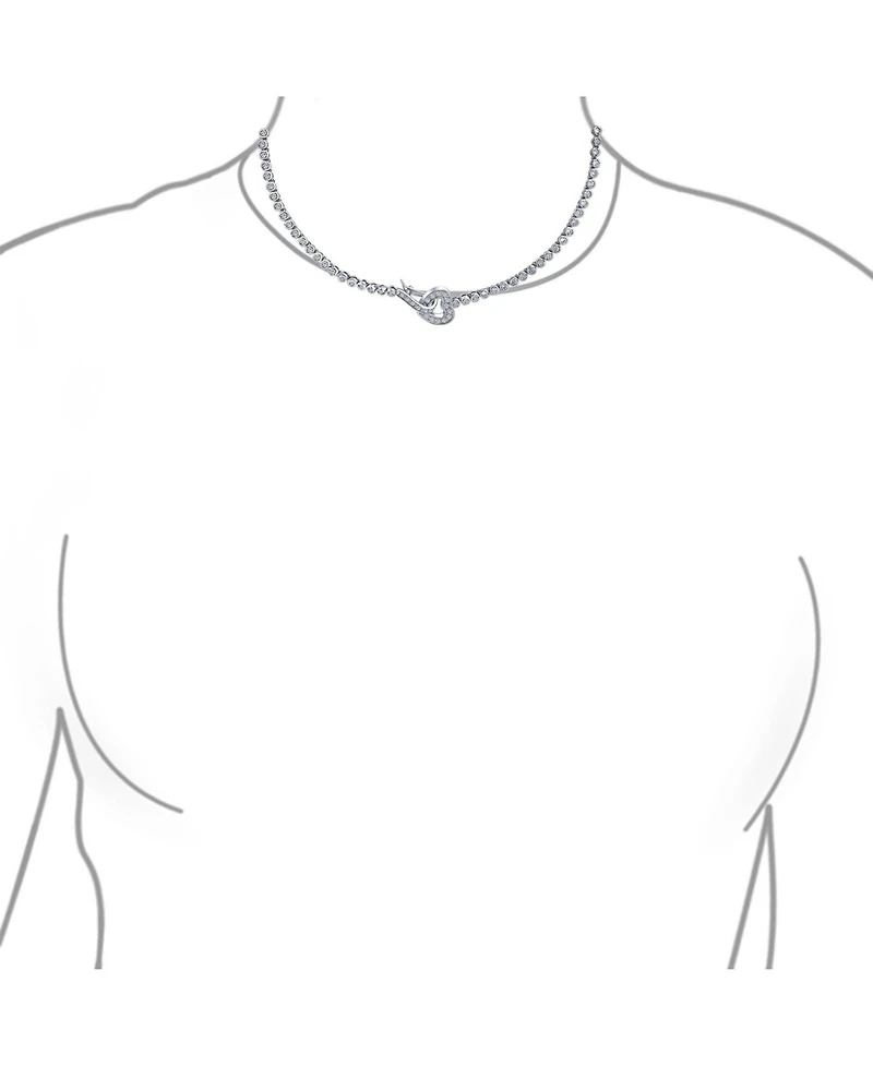 Bling Jewelry Romantic Heart Clasp Design Cz Cubic Zirconia Bezel Set Tennis Necklace Collar