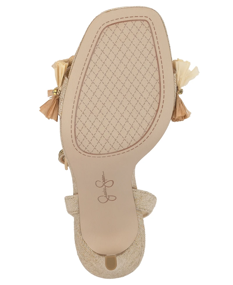 Jessica Simpson Women's Omiena Raffia Fringe High-Heel Dress Sandals