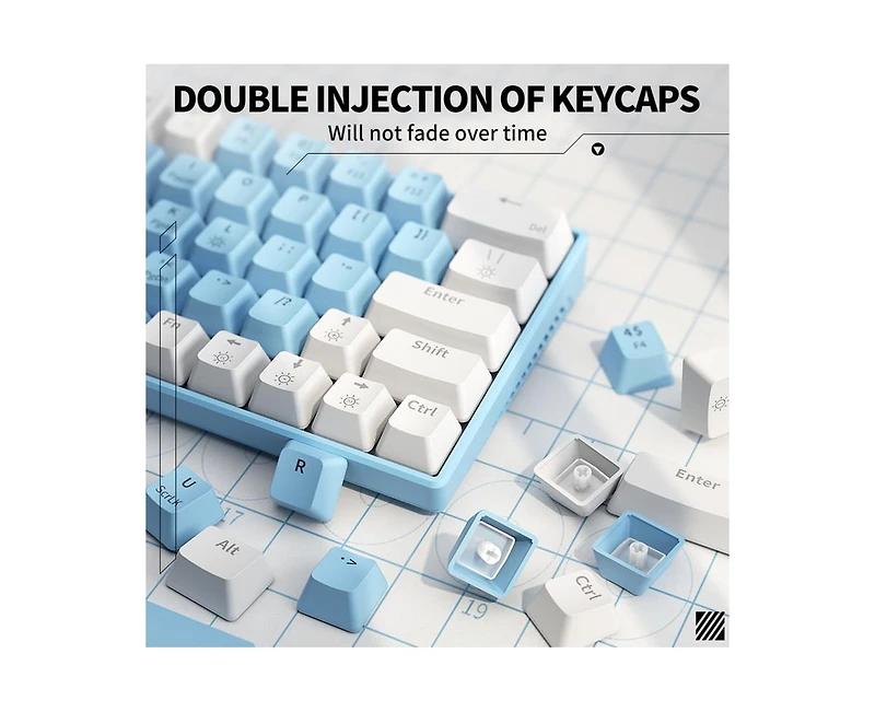 Risokeys 63-Key Wired Mechanical Keyboard, Hot-Swappable Blue Switches, Rainbow Backlit, 25-Key Anti-Ghosting for Gaming & Office.