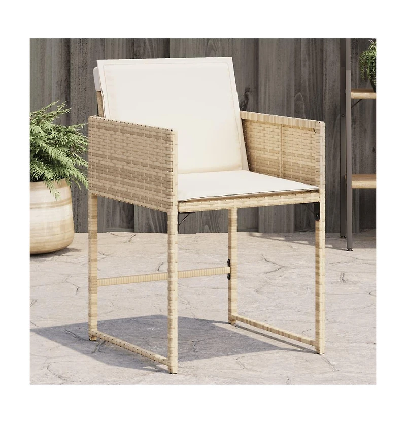 Patio Chairs with Cushions 4 pcs Beige Poly Rattan