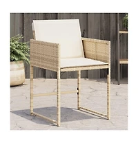 Patio Chairs with Cushions 4 pcs Beige Poly Rattan