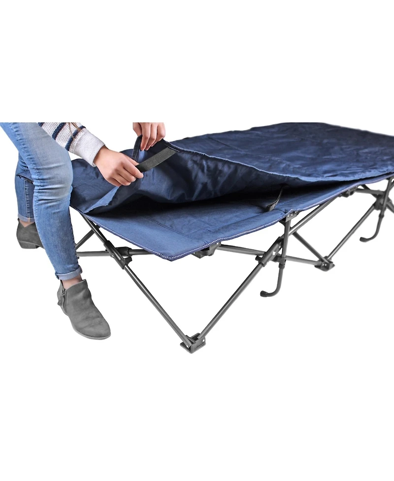 Zenithen Self Enclosing Portable Cot with Padding, Dark Blue, 78 Long