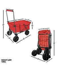 Zenithen X-Large Folding Portable Wagon with Terrain Wheels, Red