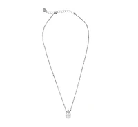 Rivka Friedman Rhodium Pear Cz Solitaire Necklace