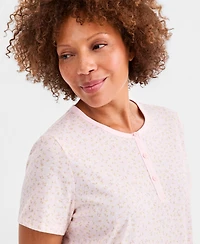 Charter Club Women's Cotton Essential Short-Sleeve Henley Sleepshirt, Macy's Exclusive