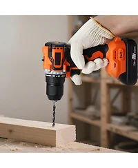 Mecale Cordless Drill Driver Kit, 1/2" Metal Chuck, Brushless Motor, Dual-Speed Variable, Battery & Charger, Tool Box Included