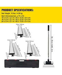 Mecale Skimming Blade Set, 25cm/40cm/60cm Blades with 35"–78" Extension Handle.