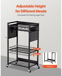 Mecale 4-Tier Tool Cart, 150 lb Capacity, Rolling Drill Holder & Storage Rack on Wheels.