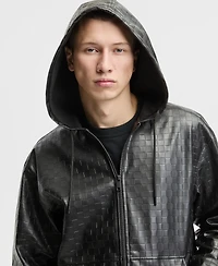 Mode of One Men's Pleather Full-Zip Hoodie, Macy's Exclusive