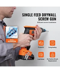 Mecale 20V Max Brushless Drywall Screw Gun, 4200RPM Cordless Drywall Screwgun Kit with 2 Batteries, Charger, Belt Clip & Tool Bag