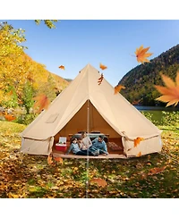 Mecale 4-Season Canvas Bell Tent, 6m/19.68ft Yurt Tent with Stove Jack, Breathable, Holds Up to 10 People