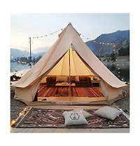Mecale 4-Season Canvas Bell Tent, 6m/19.68ft Yurt Tent with Stove Jack, Breathable, Holds Up to 10 People