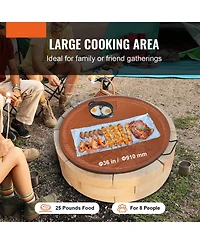 Ecooso 36" Round X-Marks Fire Pit Grill Grate, Heavy Duty Steel Cooking Grate with Handle and Support X Wire, Black