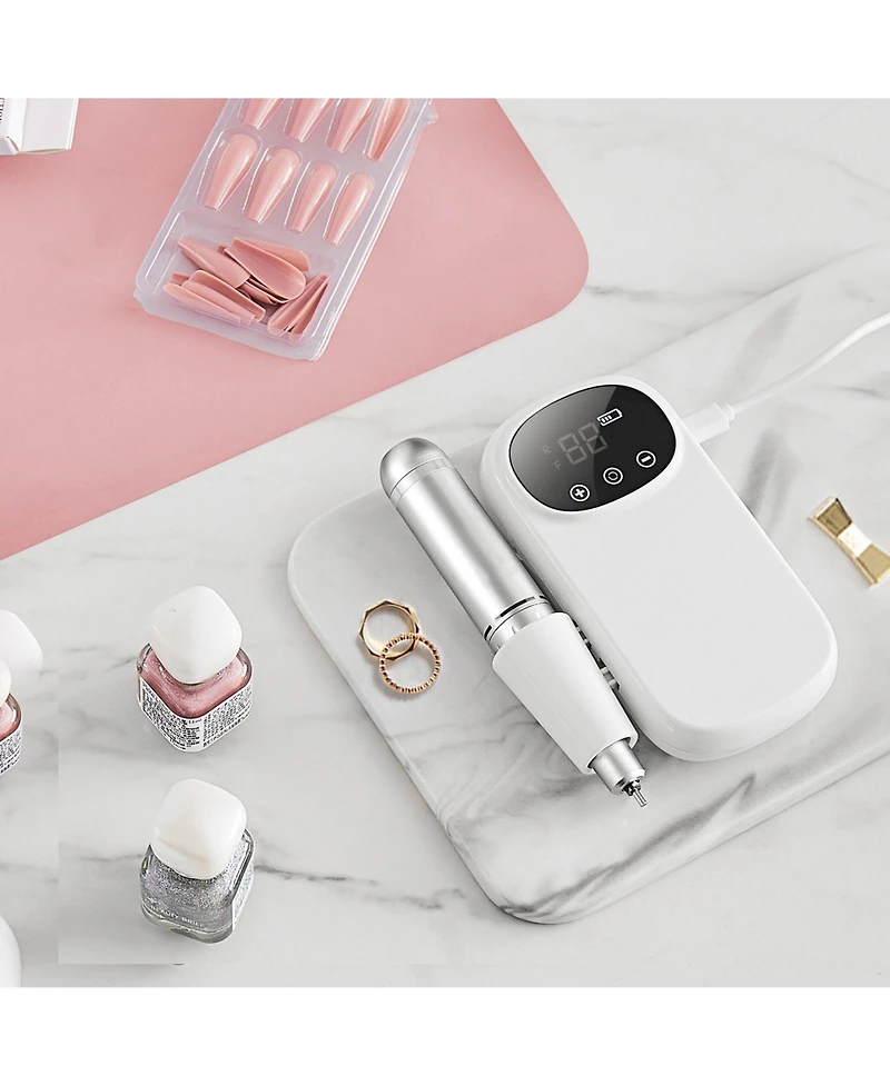 Mecale Rechargeable Nail Drill, 35,000RPM Cordless Nail E-File with Lcd Display, 6 Bits & 50 Sanding Bands, Manicure Pedicure Tool