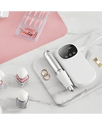 Mecale Rechargeable Nail Drill, 35,000RPM Cordless Nail E-File with Lcd Display, 6 Bits & 50 Sanding Bands, Manicure Pedicure Tool