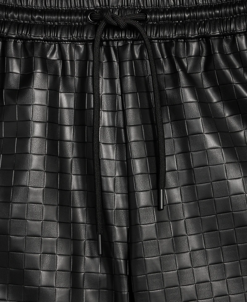 Mode of One Men's Checkerboard Pleather Shorts, Macy's Exclusive