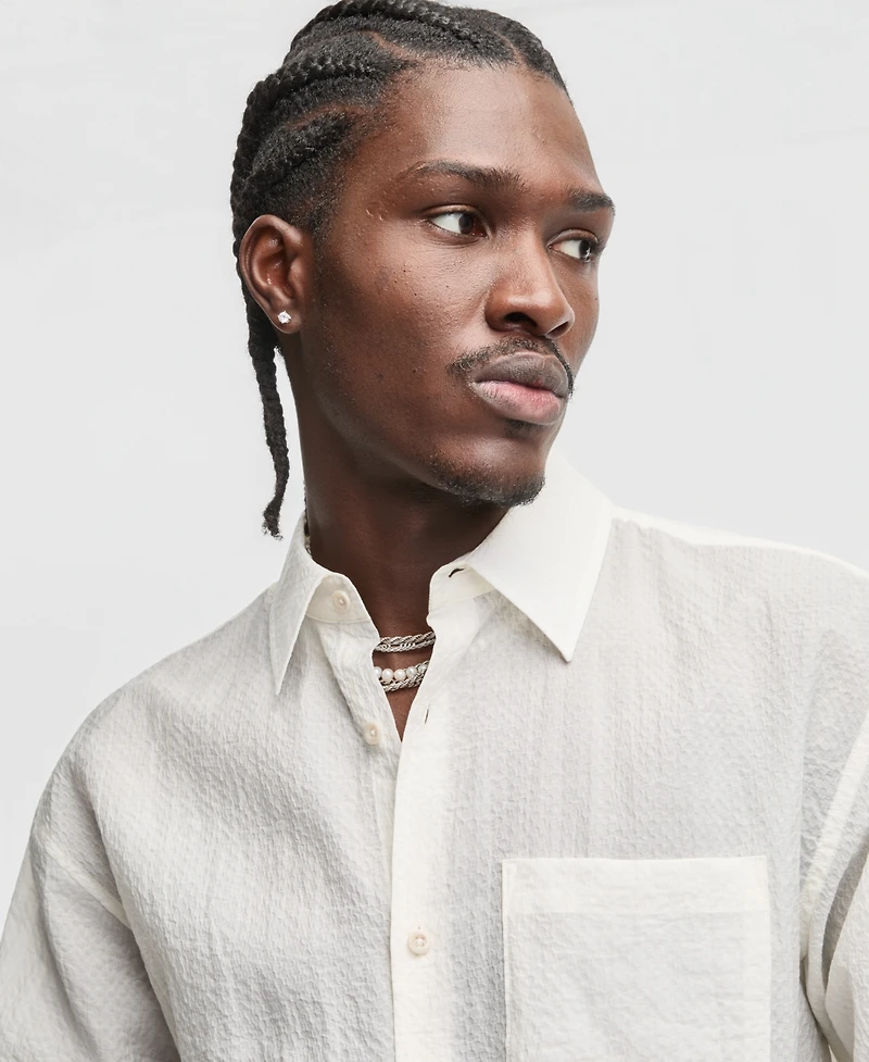 Mode of One Men's Boxy-Fit Sheer Short-Sleeve Shirt, Macy's Exclusive