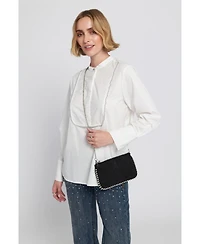 Elle Collection Silver Trimmed Wallet On Chain Clutches Bag