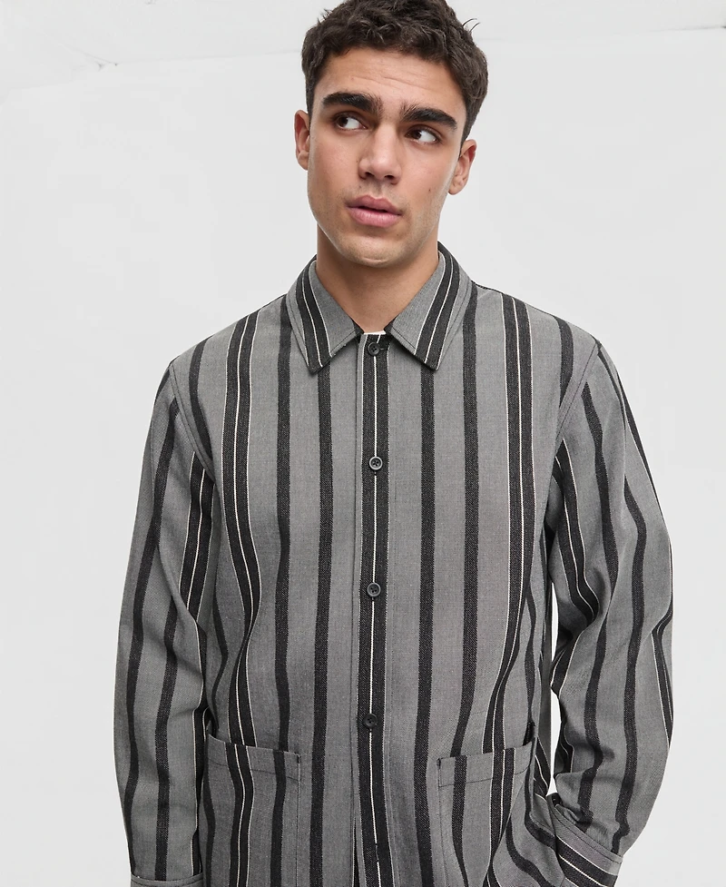 Mode of One Men's Relaxed-Fit Striped Overshirt, Macy's Exclusive