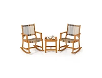 Slickblue Acacia Wood 3-Piece Patio Rocking Bistro Set