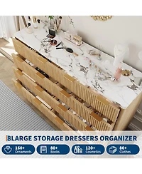 Gaomon 54" Fluted 8-Drawer Bedroom Dresser with Modern Curved Profile Design.