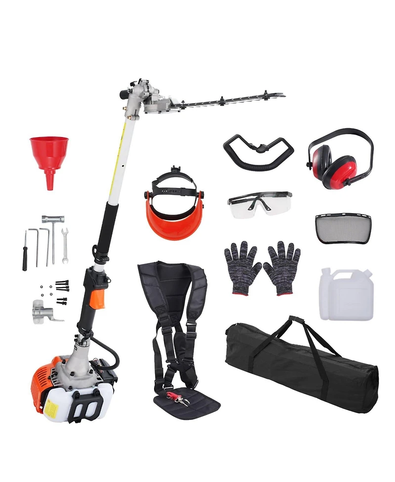 Mecale 15.7" 26CC 2-Cycle Gas Hedge Trimmer, Dual-Sided Dual-Action Blade, 270° Adjustable Trimmer Head, Pole Hedge Trimmer